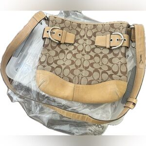 Coach Vintage Beige and Brown Patterned Shoulder Bag